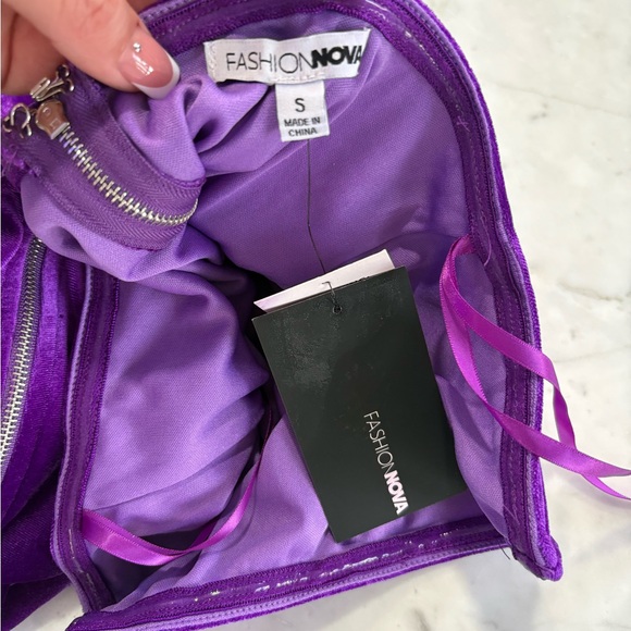 Fashion Nova Vibrant Velvet Purple Strapless Dress - Picture 3 of 3